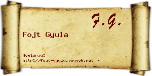Fojt Gyula névjegykártya